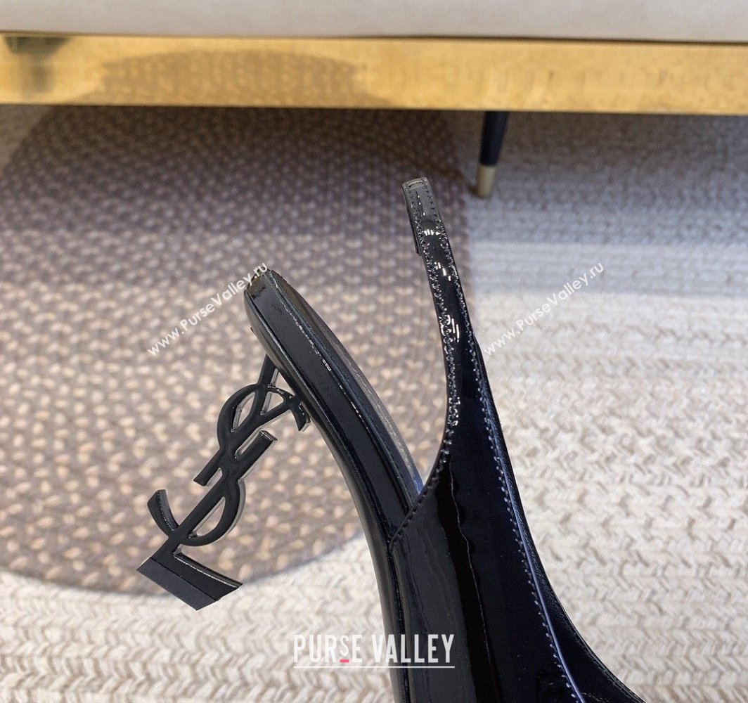 Saint Laurent Heel 8.5cm Opyum slingback Pumps in patent leather So Black (modeng-24032213)