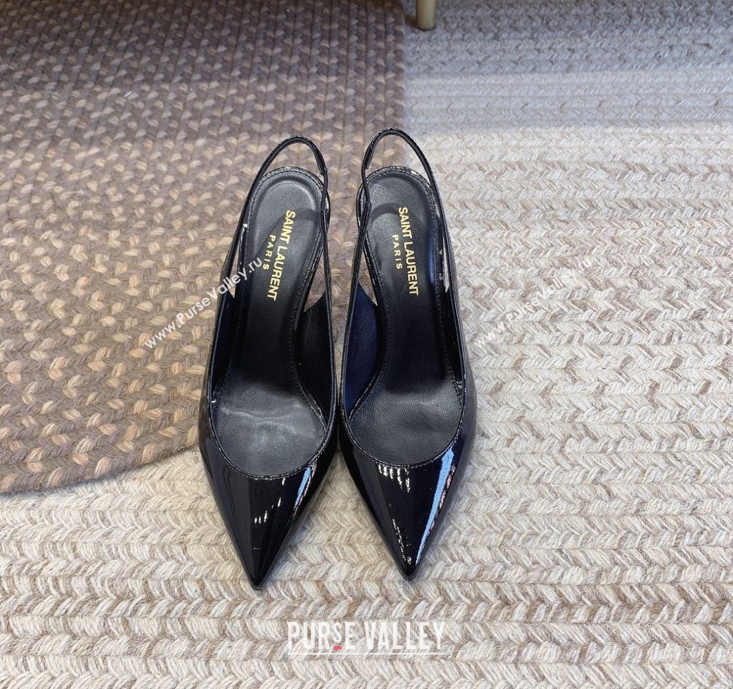 Saint Laurent Heel 8.5cm Opyum slingback Pumps in patent leather Black/Gold (modeng-24032215)