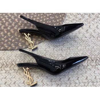 Saint Laurent Heel 8.5cm Opyum slingback Pumps in patent leather Black/Gold (modeng-24032215)