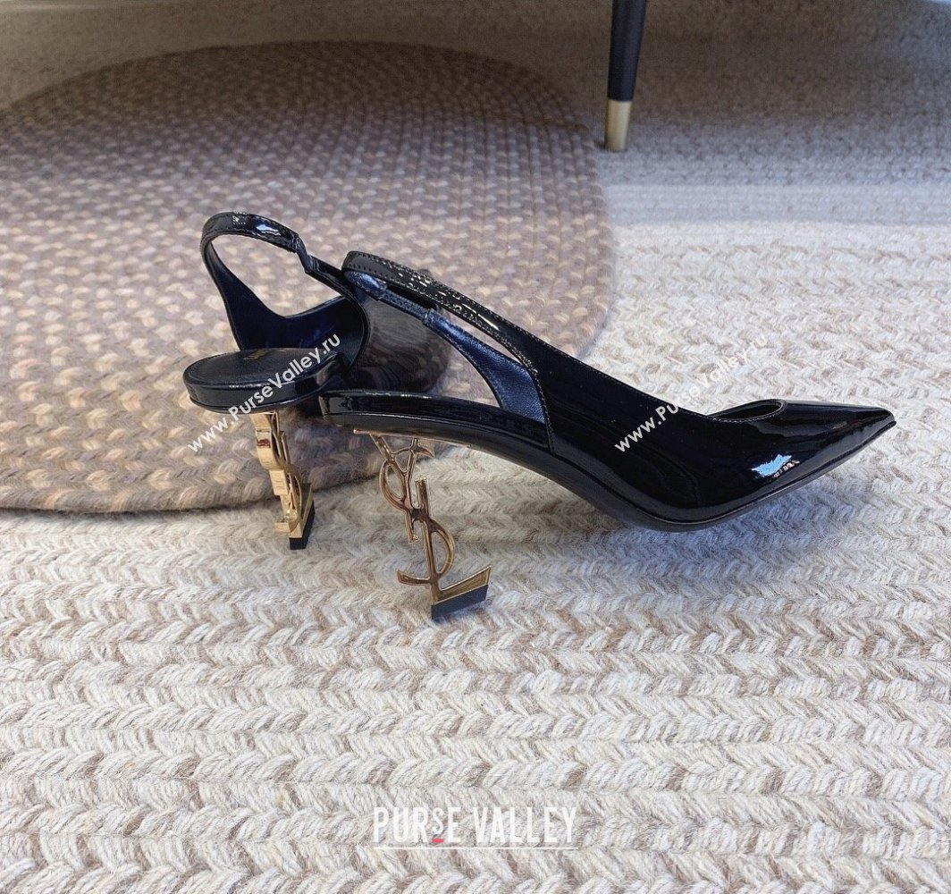 Saint Laurent Heel 8.5cm Opyum slingback Pumps in patent leather Black/Gold (modeng-24032215)