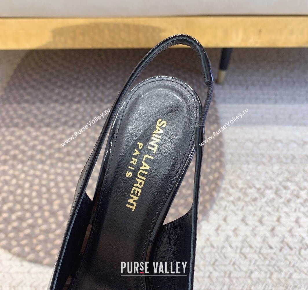 Saint Laurent Heel 8.5cm Opyum slingback Pumps in patent leather Black/Gold (modeng-24032215)