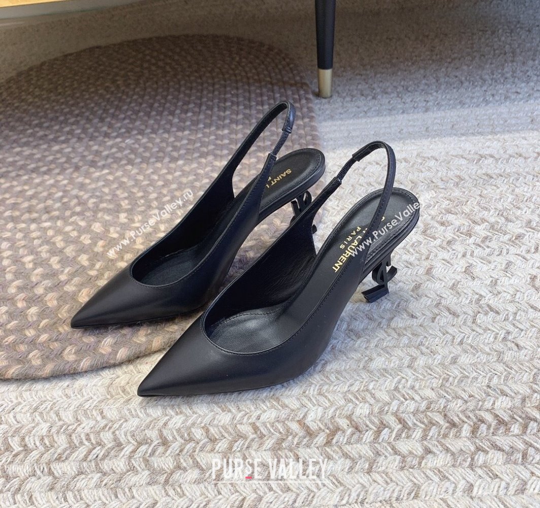 Saint Laurent Heel 8.5cm Opyum slingback Pumps in leather Black (modeng-24032217)