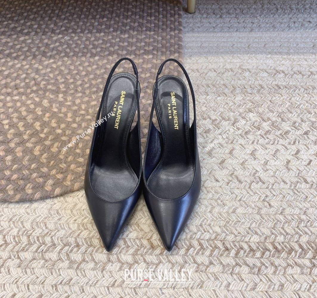 Saint Laurent Heel 8.5cm Opyum slingback Pumps in leather Black (modeng-24032217)