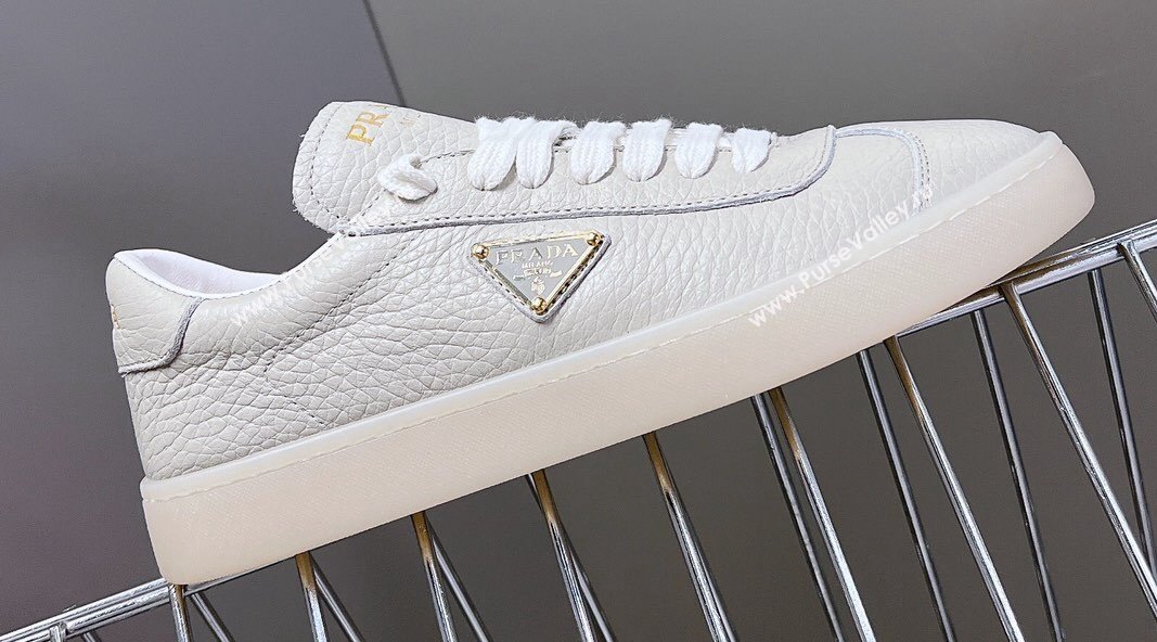 Prada Lane leather Women/Men Sneakers with enameled triangle 2EE394 03 2024 (modeng-24032693)