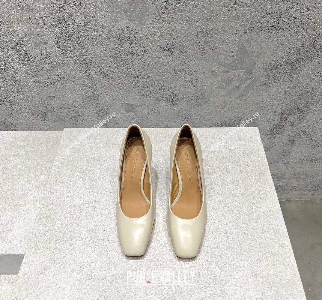 Bottega Veneta Heel 9cm Leather Knot pumps Creamy 2024 (modeng-24032676)