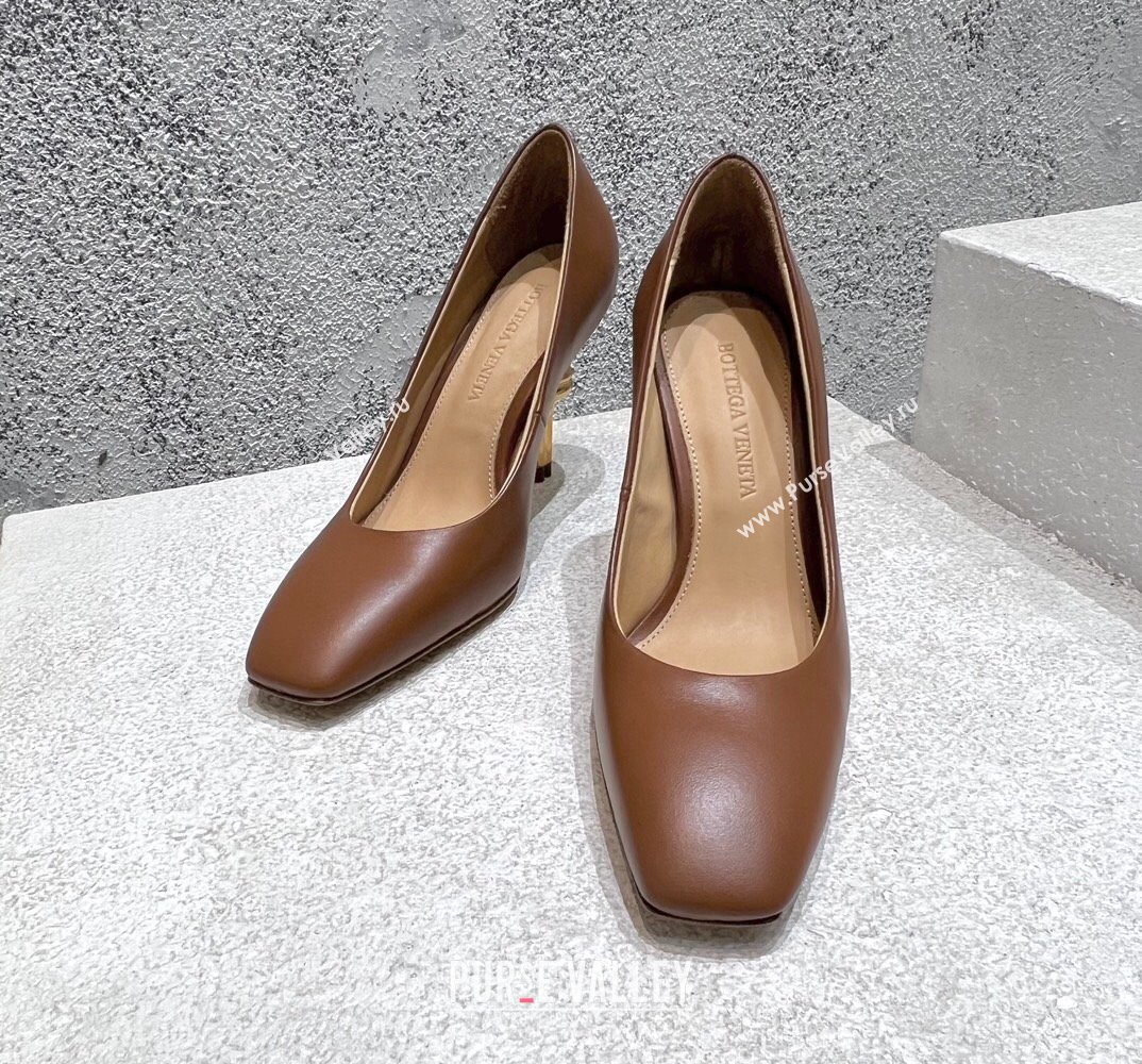 Bottega Veneta Heel 9cm Leather Knot pumps Brown 2024 (modeng-24032677)