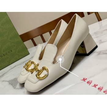 Gucci Heel 5.5cm Pumps with Horsebit in leather White (modeng-24032632)