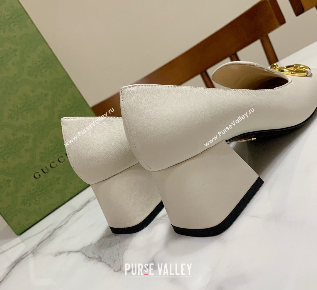 Gucci Heel 5.5cm Pumps with Horsebit in leather White (modeng-24032632)