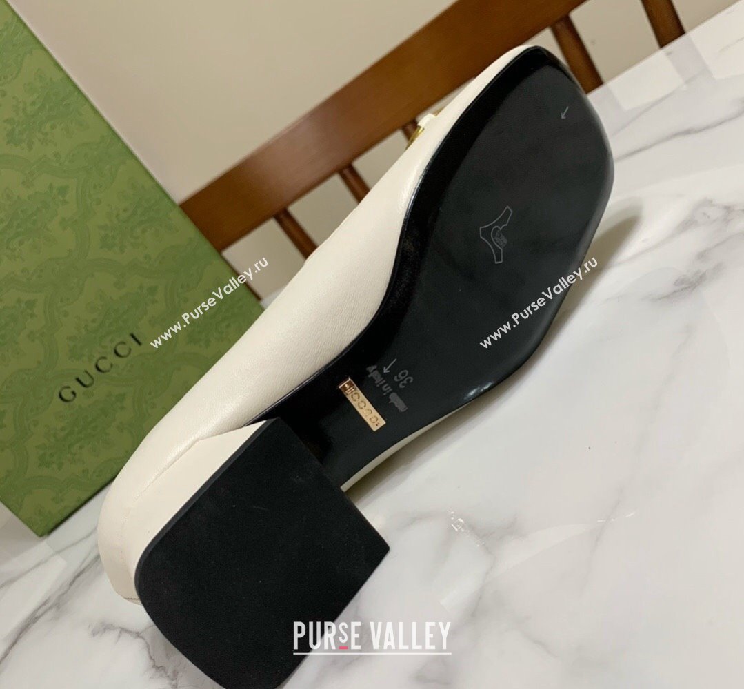 Gucci Heel 5.5cm Pumps with Horsebit in leather White (modeng-24032632)