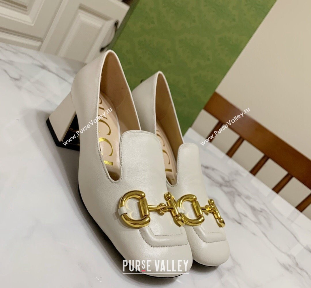 Gucci Heel 5.5cm Pumps with Horsebit in leather White (modeng-24032632)