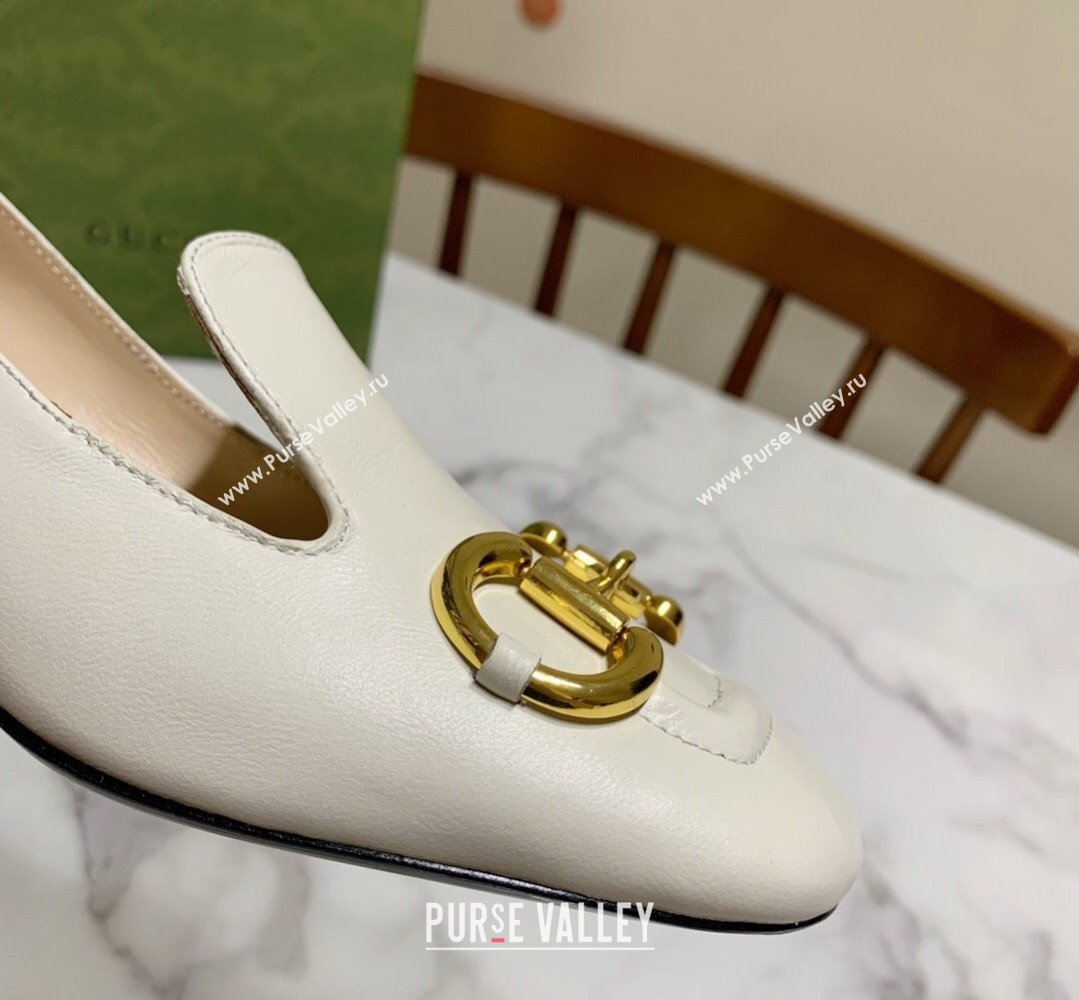 Gucci Heel 5.5cm Pumps with Horsebit in leather White (modeng-24032632)