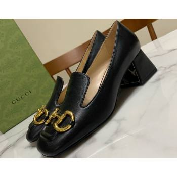 Gucci Heel 5.5cm Pumps with Horsebit in leather Black (modeng-24032631)