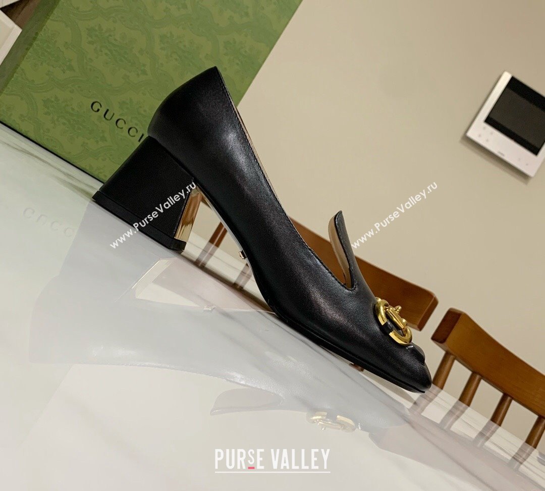 Gucci Heel 5.5cm Pumps with Horsebit in leather Black (modeng-24032631)