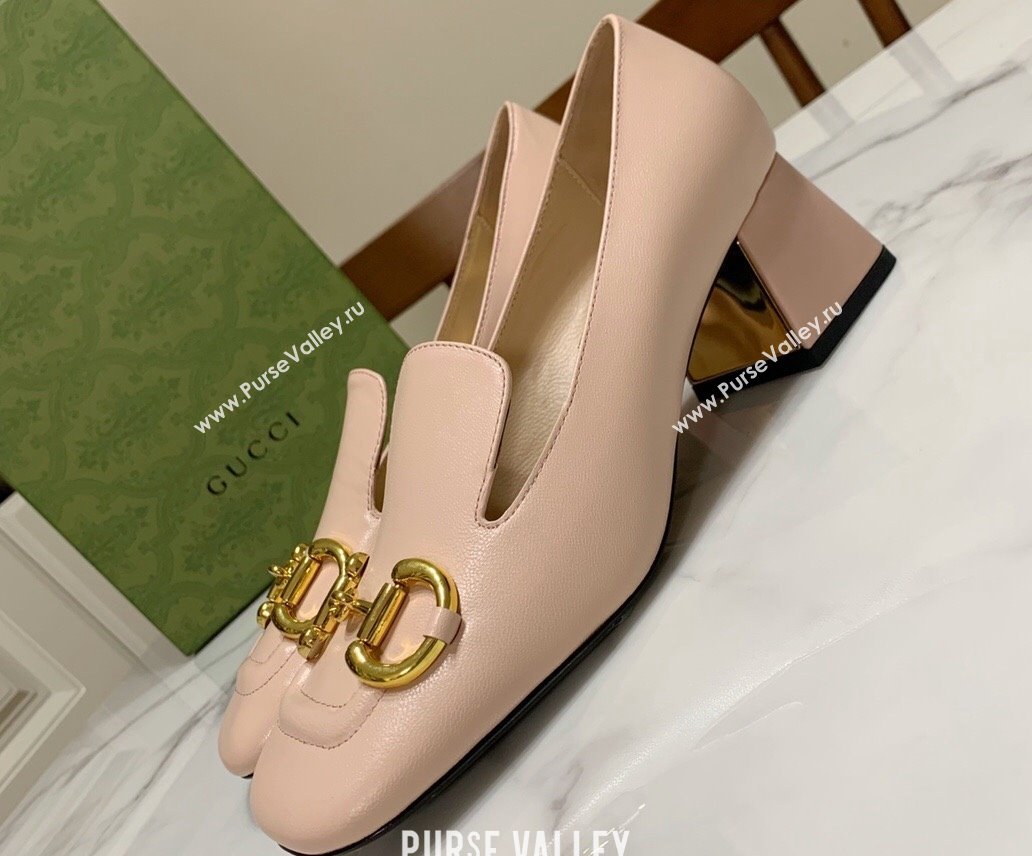 Gucci Heel 5.5cm Pumps with Horsebit in leather Nude (modeng-24032634)