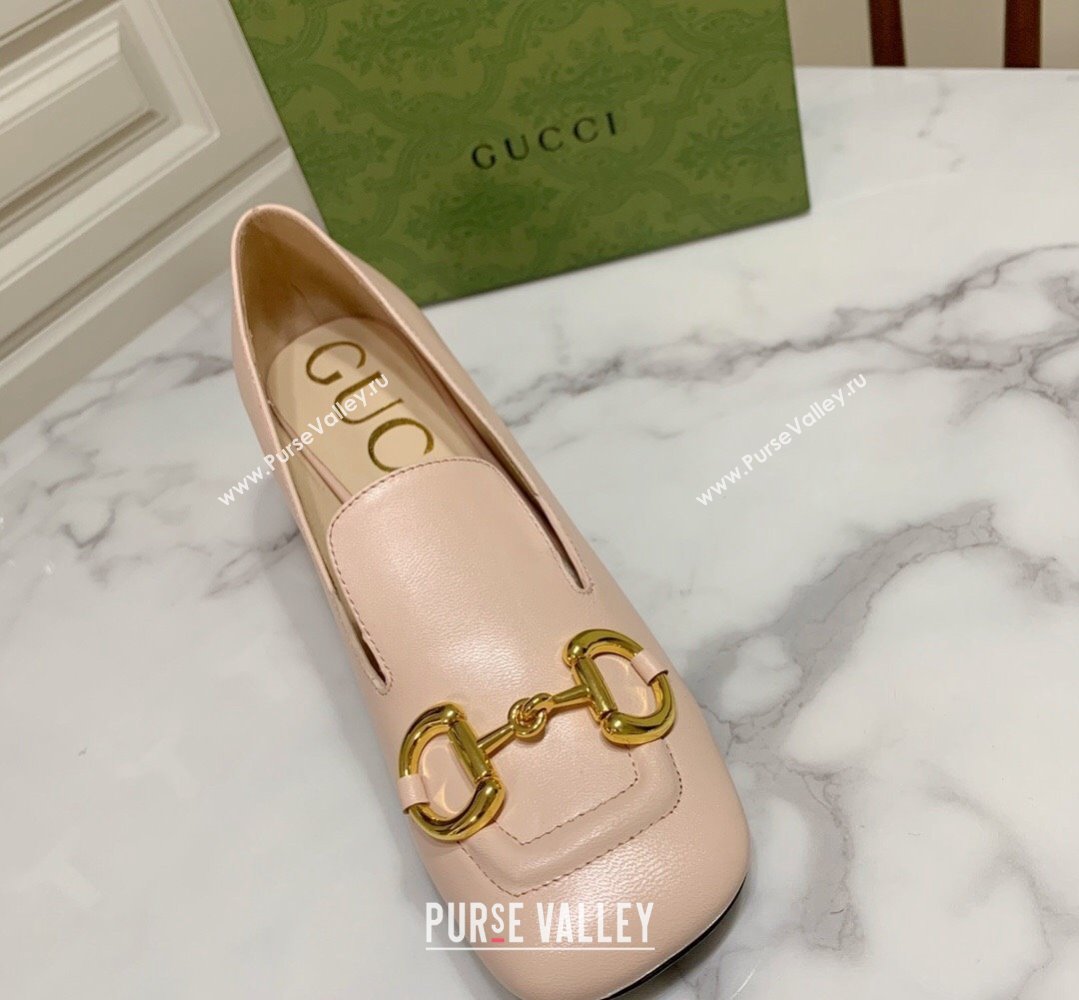 Gucci Heel 5.5cm Pumps with Horsebit in leather Nude (modeng-24032634)