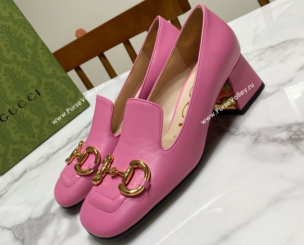 Gucci Heel 5.5cm Pumps with Horsebit in leather Pink (modeng-24032633)