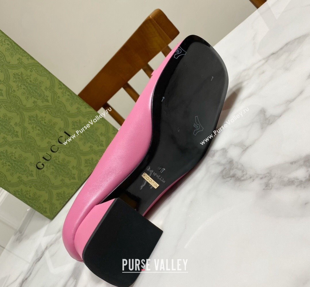 Gucci Heel 5.5cm Pumps with Horsebit in leather Pink (modeng-24032633)