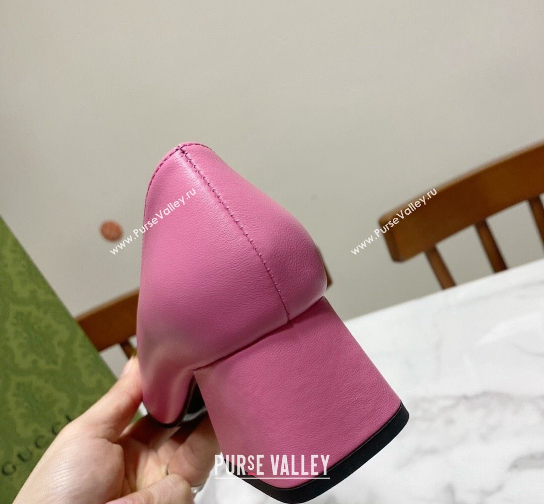 Gucci Heel 5.5cm Pumps with Horsebit in leather Pink (modeng-24032633)