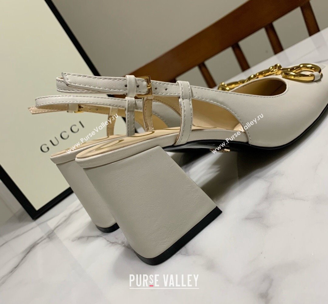 Gucci Heel 2.5cm/5.5cm/7.5cm slingbacks with Horsebit in leather White (modeng-24032649)