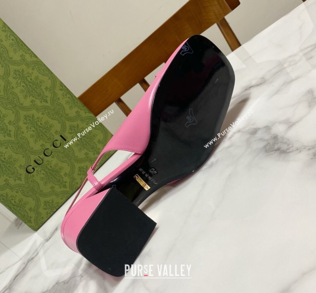 Gucci Heel 2.5cm/5.5cm/7.5cm slingbacks with Horsebit in leather Pink (modeng-24032650)