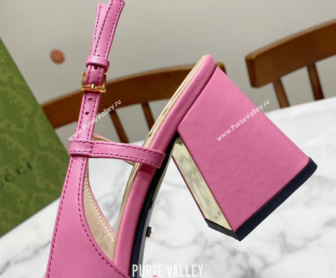 Gucci Heel 2.5cm/5.5cm/7.5cm slingbacks with Horsebit in leather Pink (modeng-24032650)