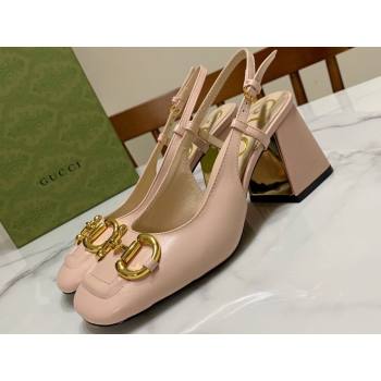 Gucci Heel 2.5cm/5.5cm/7.5cm slingbacks with Horsebit in leather Nude (modeng-24032652)