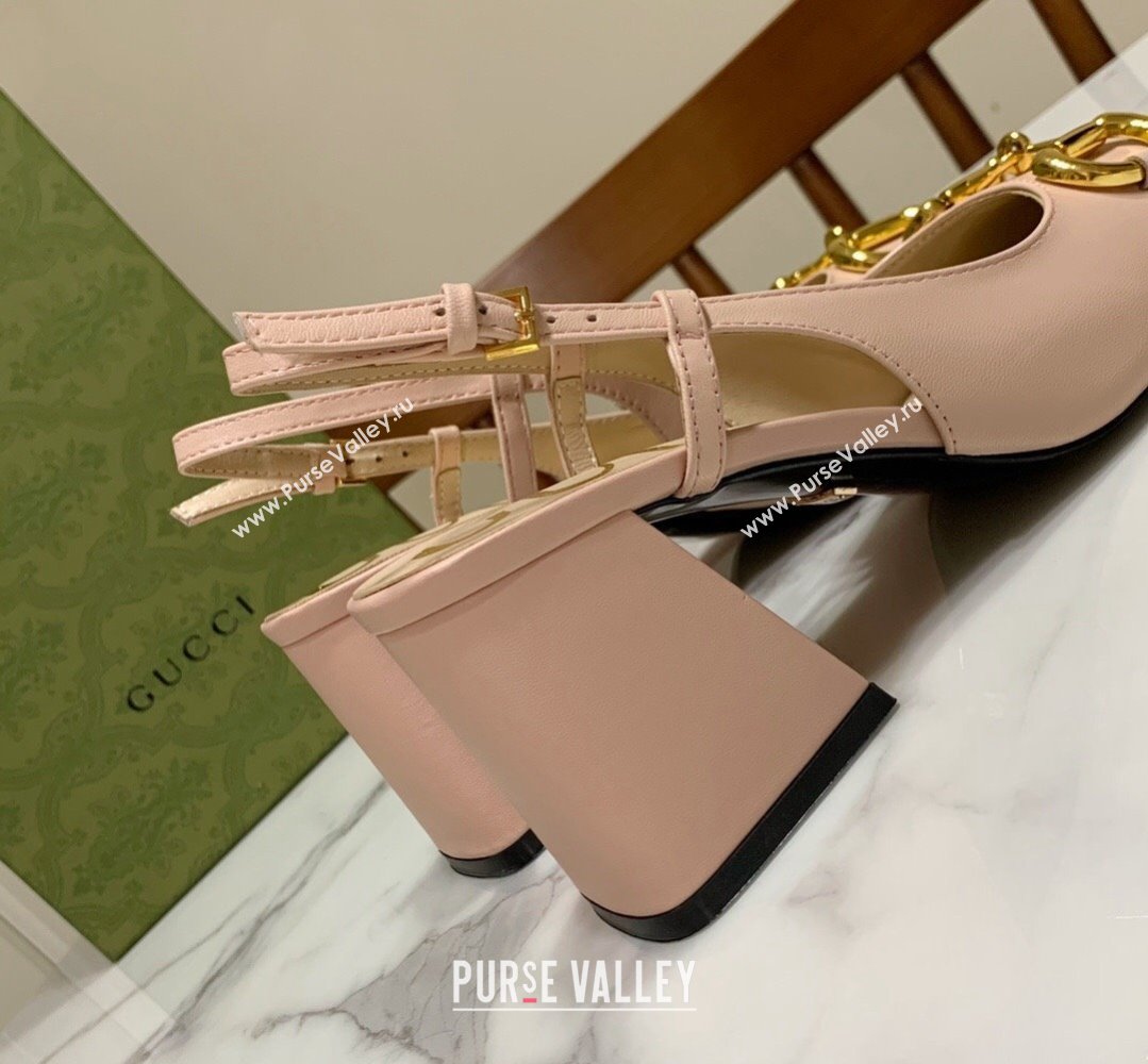 Gucci Heel 2.5cm/5.5cm/7.5cm slingbacks with Horsebit in leather Nude (modeng-24032652)