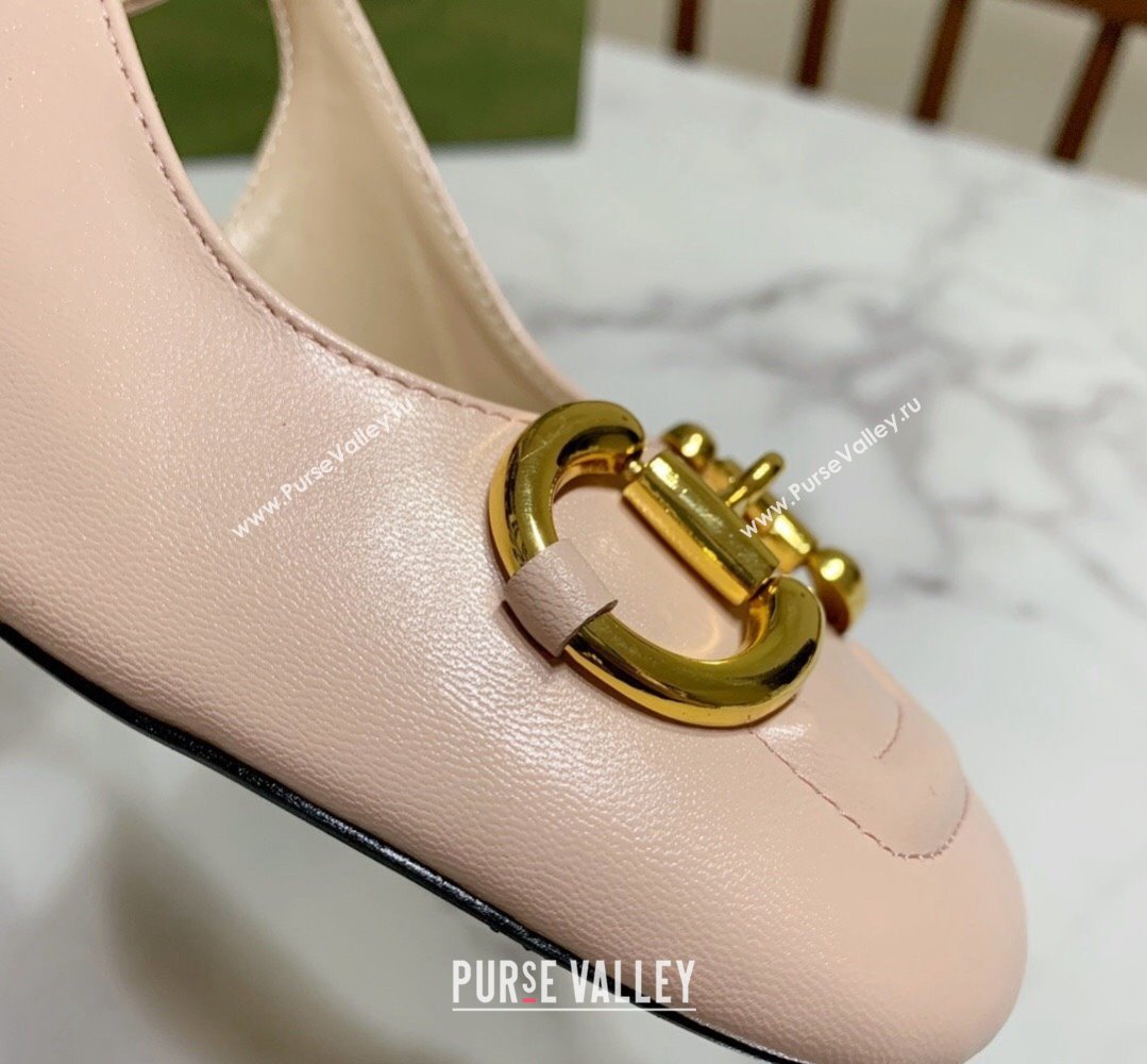 Gucci Heel 2.5cm/5.5cm/7.5cm slingbacks with Horsebit in leather Nude (modeng-24032652)