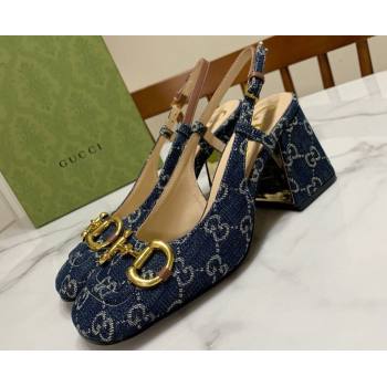 Gucci Heel 2.5cm/5.5cm/7.5cm slingbacks with Horsebit in Denim Blue (modeng-24032656)