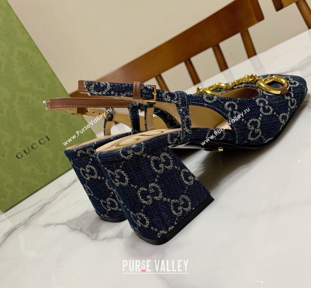 Gucci Heel 2.5cm/5.5cm/7.5cm slingbacks with Horsebit in Denim Blue (modeng-24032656)