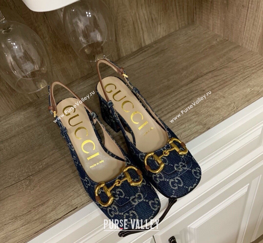 Gucci Heel 2.5cm/5.5cm/7.5cm slingbacks with Horsebit in Denim Blue (modeng-24032656)