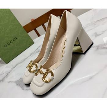 Gucci Heel 2.5cm/5.5cm/7.5cm pumps with Horsebit in leather White (modeng-24032642)