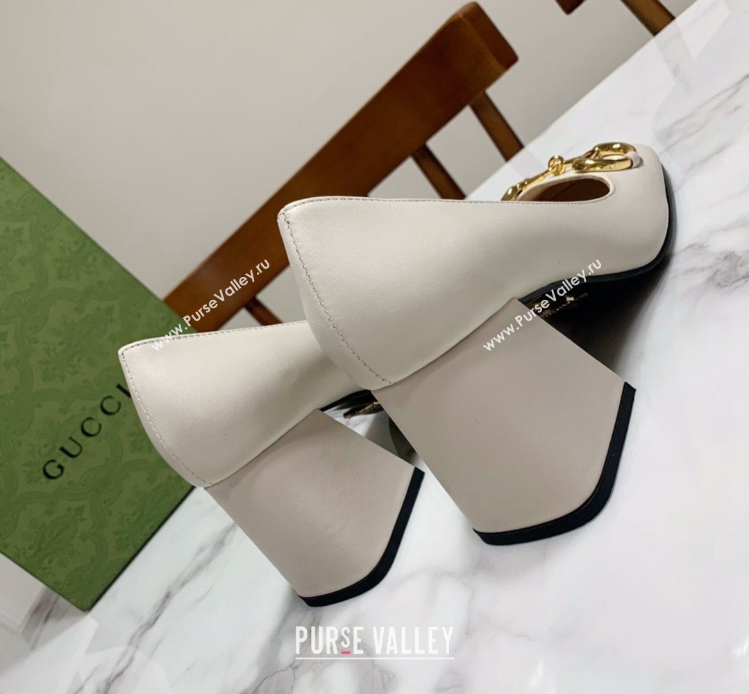 Gucci Heel 2.5cm/5.5cm/7.5cm pumps with Horsebit in leather White (modeng-24032642)