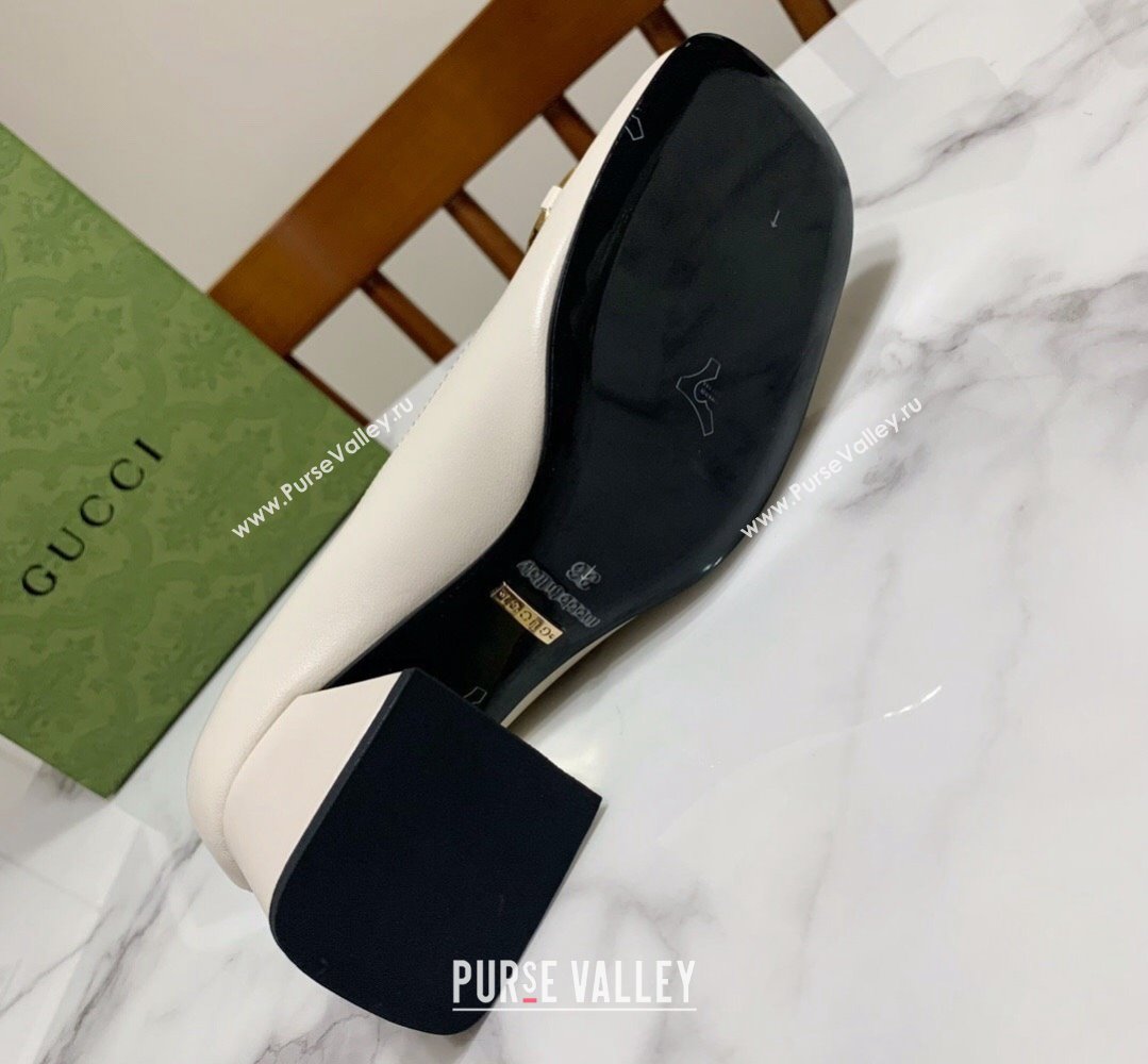 Gucci Heel 2.5cm/5.5cm/7.5cm pumps with Horsebit in leather White (modeng-24032642)