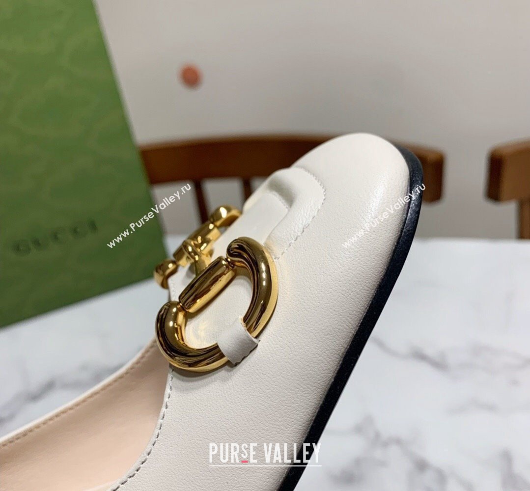 Gucci Heel 2.5cm/5.5cm/7.5cm pumps with Horsebit in leather White (modeng-24032642)