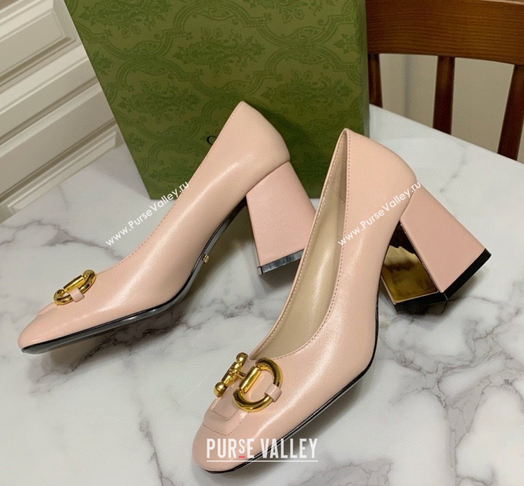 Gucci Heel 2.5cm/5.5cm/7.5cm pumps with Horsebit in leather Nude (modeng-24032644)