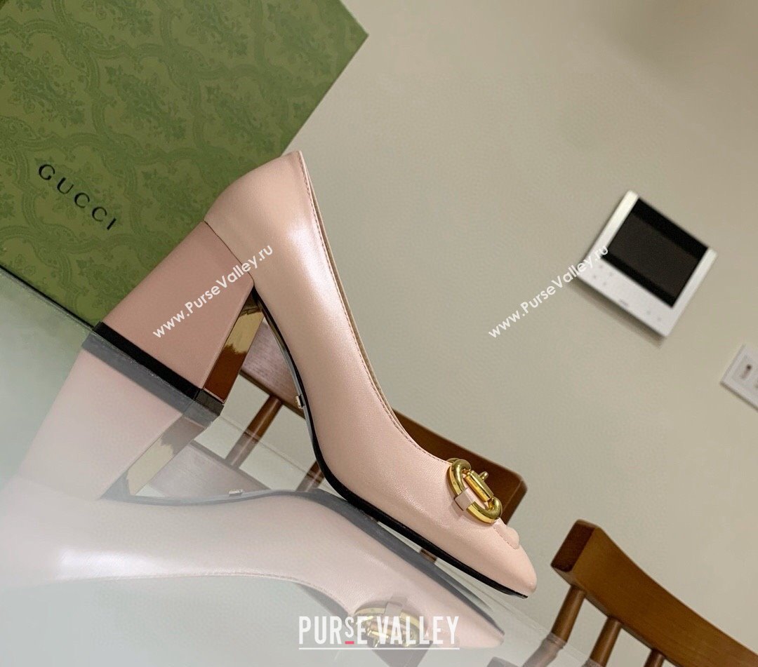 Gucci Heel 2.5cm/5.5cm/7.5cm pumps with Horsebit in leather Nude (modeng-24032644)