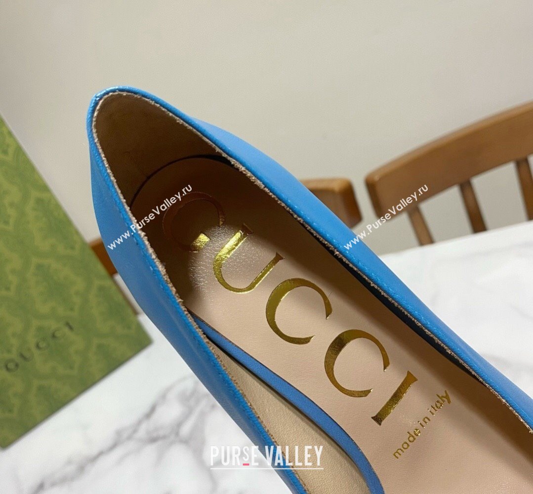 Gucci Heel 2.5cm/5.5cm/7.5cm pumps with Horsebit in leather Blue (modeng-24032645)