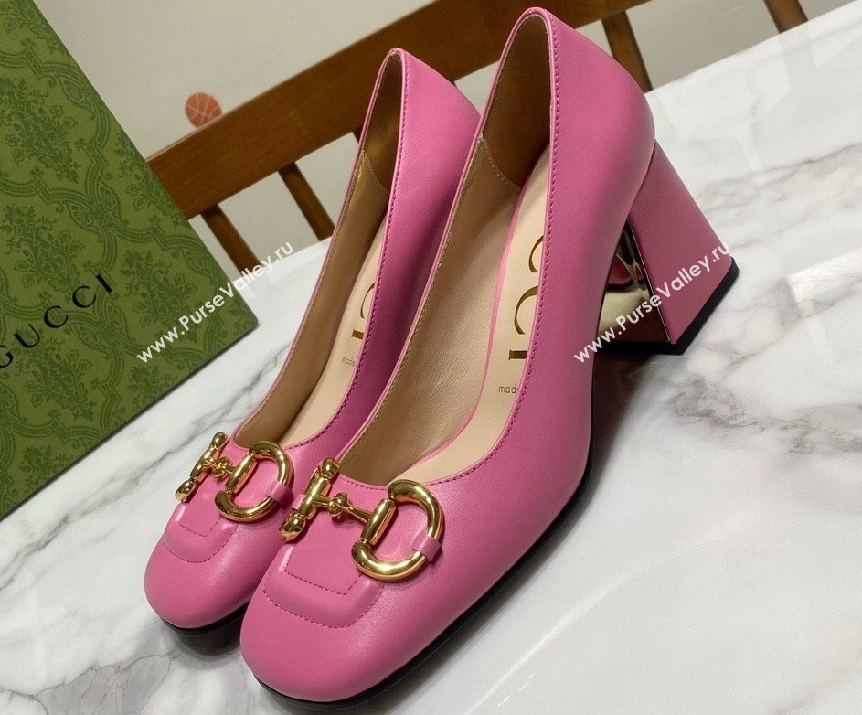 Gucci Heel 2.5cm/5.5cm/7.5cm pumps with Horsebit in leather Pink (modeng-24032643)