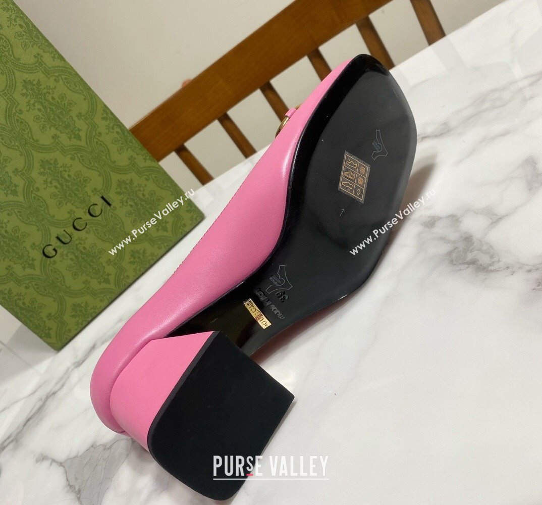 Gucci Heel 2.5cm/5.5cm/7.5cm pumps with Horsebit in leather Pink (modeng-24032643)