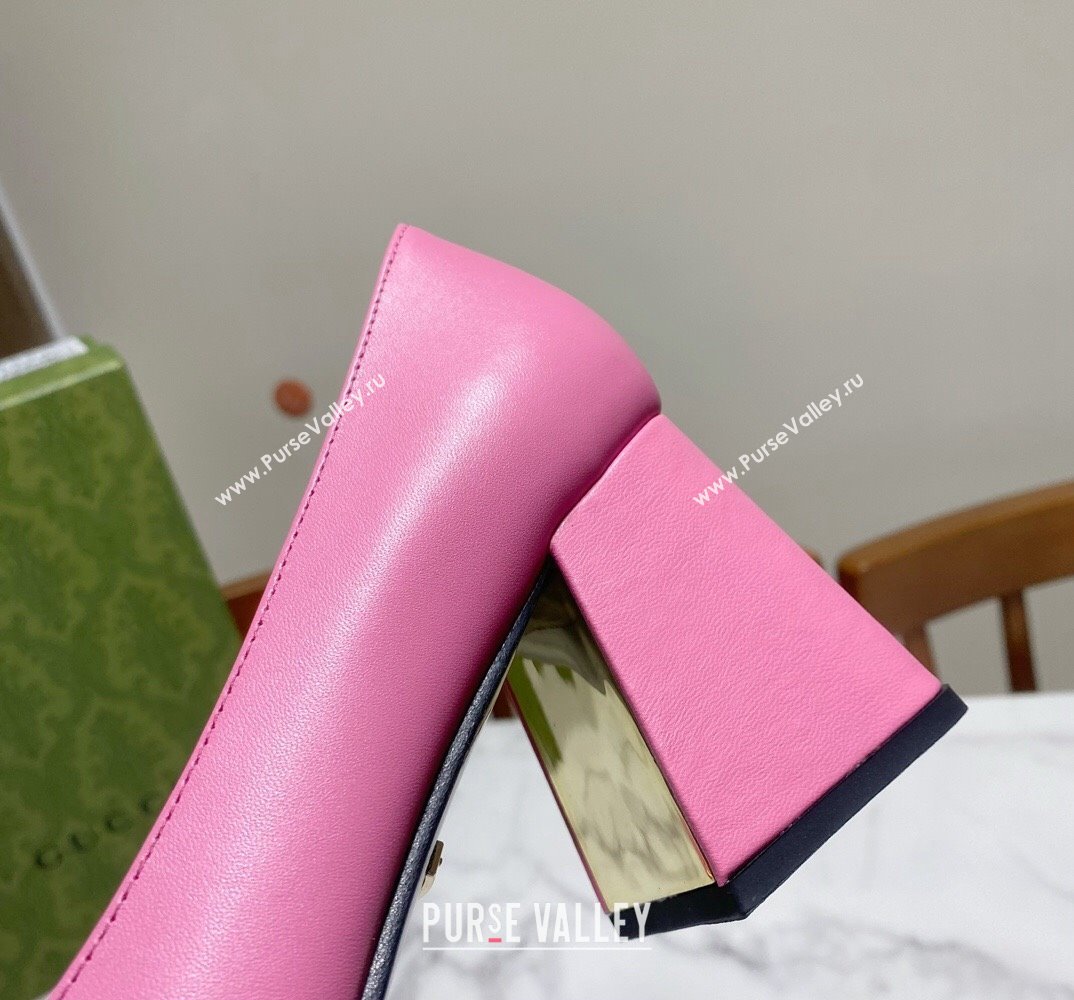 Gucci Heel 2.5cm/5.5cm/7.5cm pumps with Horsebit in leather Pink (modeng-24032643)