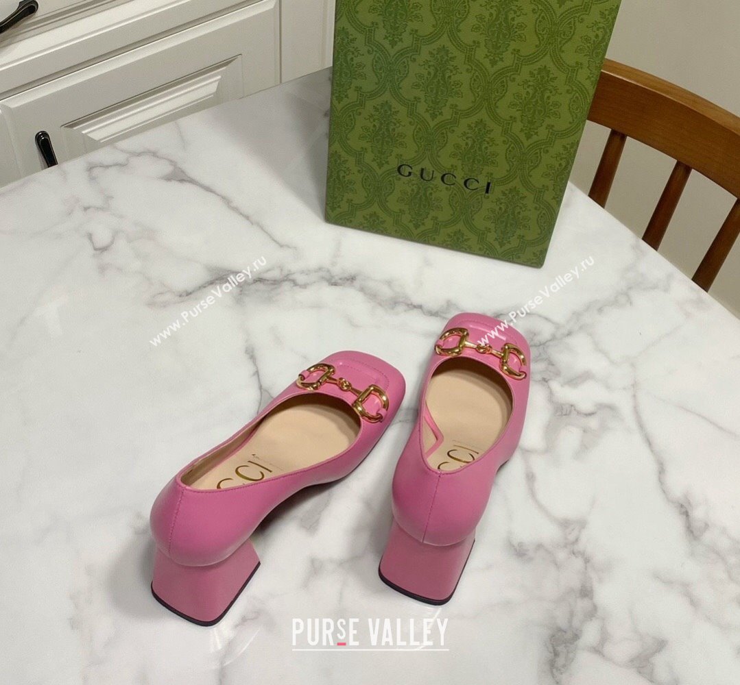 Gucci Heel 2.5cm/5.5cm/7.5cm pumps with Horsebit in leather Pink (modeng-24032643)