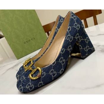 Gucci Heel 2.5cm/5.5cm/7.5cm pumps with Horsebit in Denim Blue (modeng-24032647)