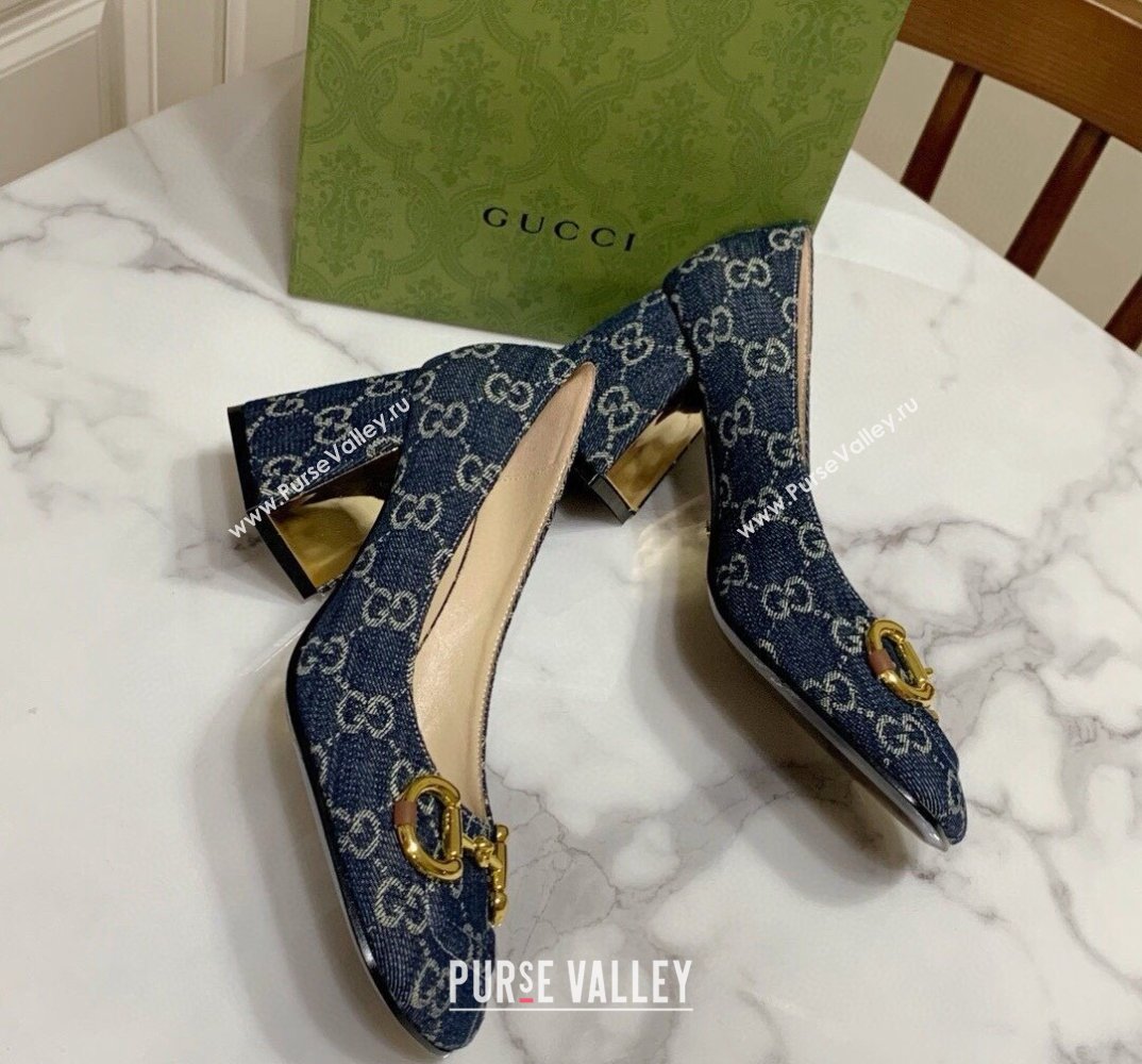 Gucci Heel 2.5cm/5.5cm/7.5cm pumps with Horsebit in Denim Blue (modeng-24032647)