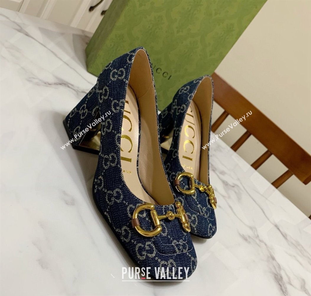 Gucci Heel 2.5cm/5.5cm/7.5cm pumps with Horsebit in Denim Blue (modeng-24032647)