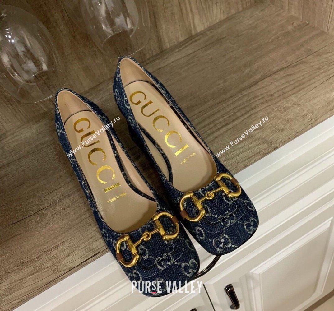 Gucci Heel 2.5cm/5.5cm/7.5cm pumps with Horsebit in Denim Blue (modeng-24032647)