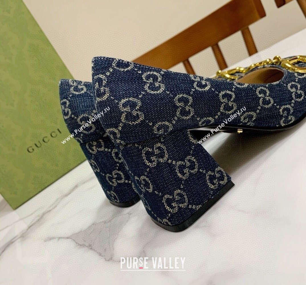 Gucci Heel 2.5cm/5.5cm/7.5cm pumps with Horsebit in Denim Blue (modeng-24032647)