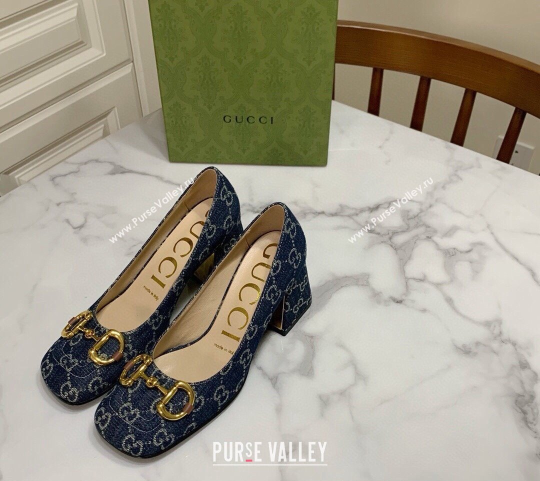 Gucci Heel 2.5cm/5.5cm/7.5cm pumps with Horsebit in Denim Blue (modeng-24032647)