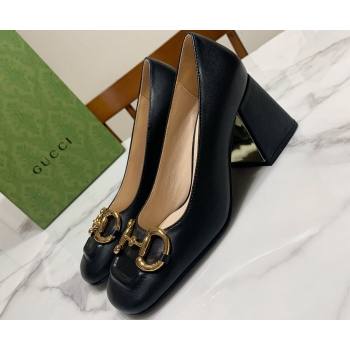 Gucci Heel 2.5cm/5.5cm/7.5cm pumps with Horsebit in leather Black (modeng-24032641)