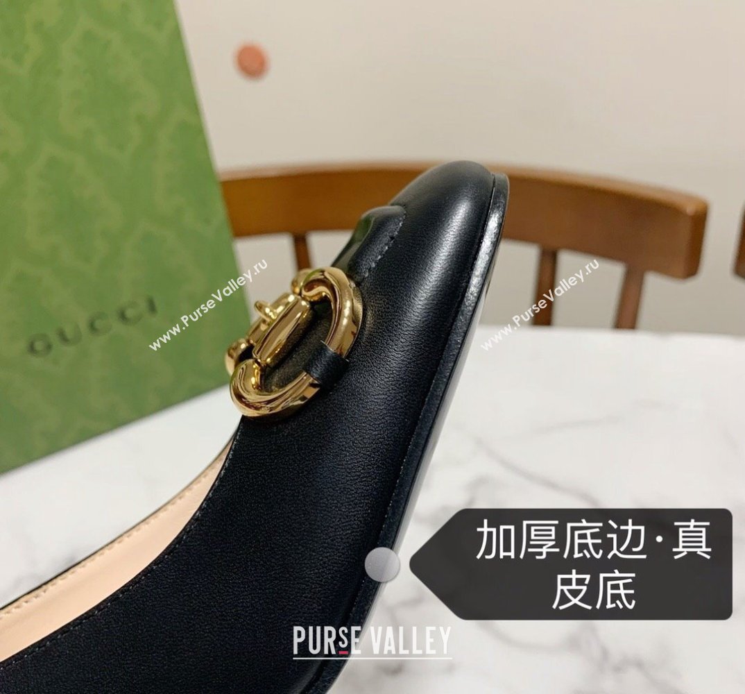 Gucci Heel 2.5cm/5.5cm/7.5cm pumps with Horsebit in leather Black (modeng-24032641)